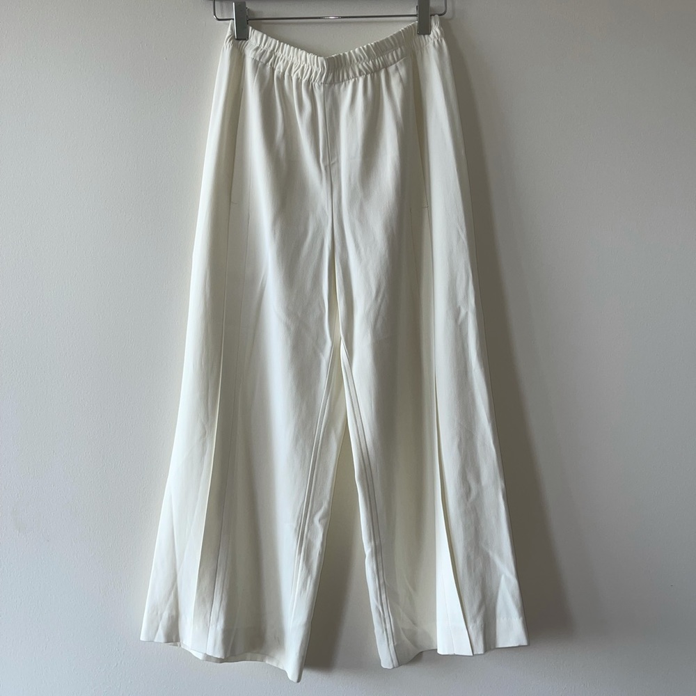 Helmut Lang White Cropped Wide Leg Pants Size S